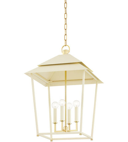 Hudson Valley Lighting Natick 4 Light Lantern in Aged Brass 5127-AGB/SSD