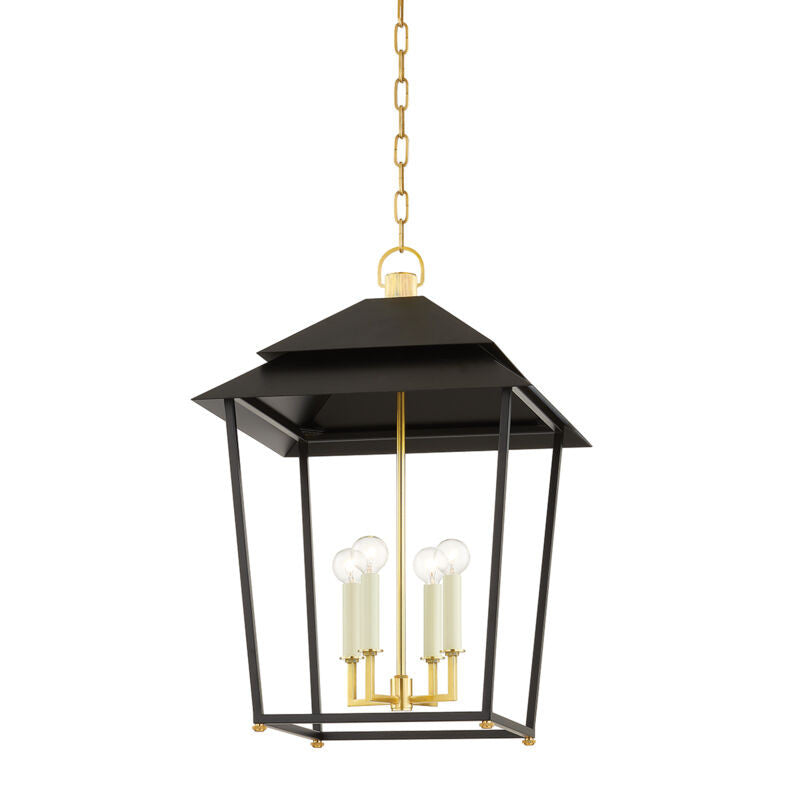 Hudson Valley Lighting Natick Lantern in Aged Brass 5127-AGB/SBK