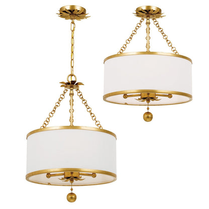 Crystorama Broche 3 Light Antique Gold Chandelier 513-GA