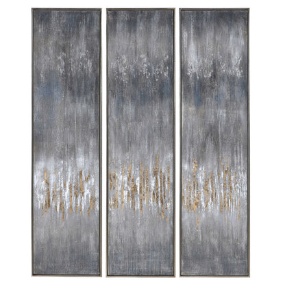 Uttermost Gray Showers Hand Painted Canvases Set/3 51304