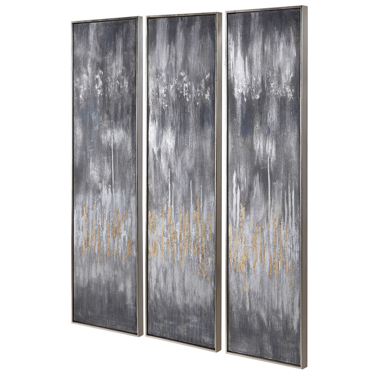 Uttermost Gray Showers Hand Painted Canvases Set/3 51304