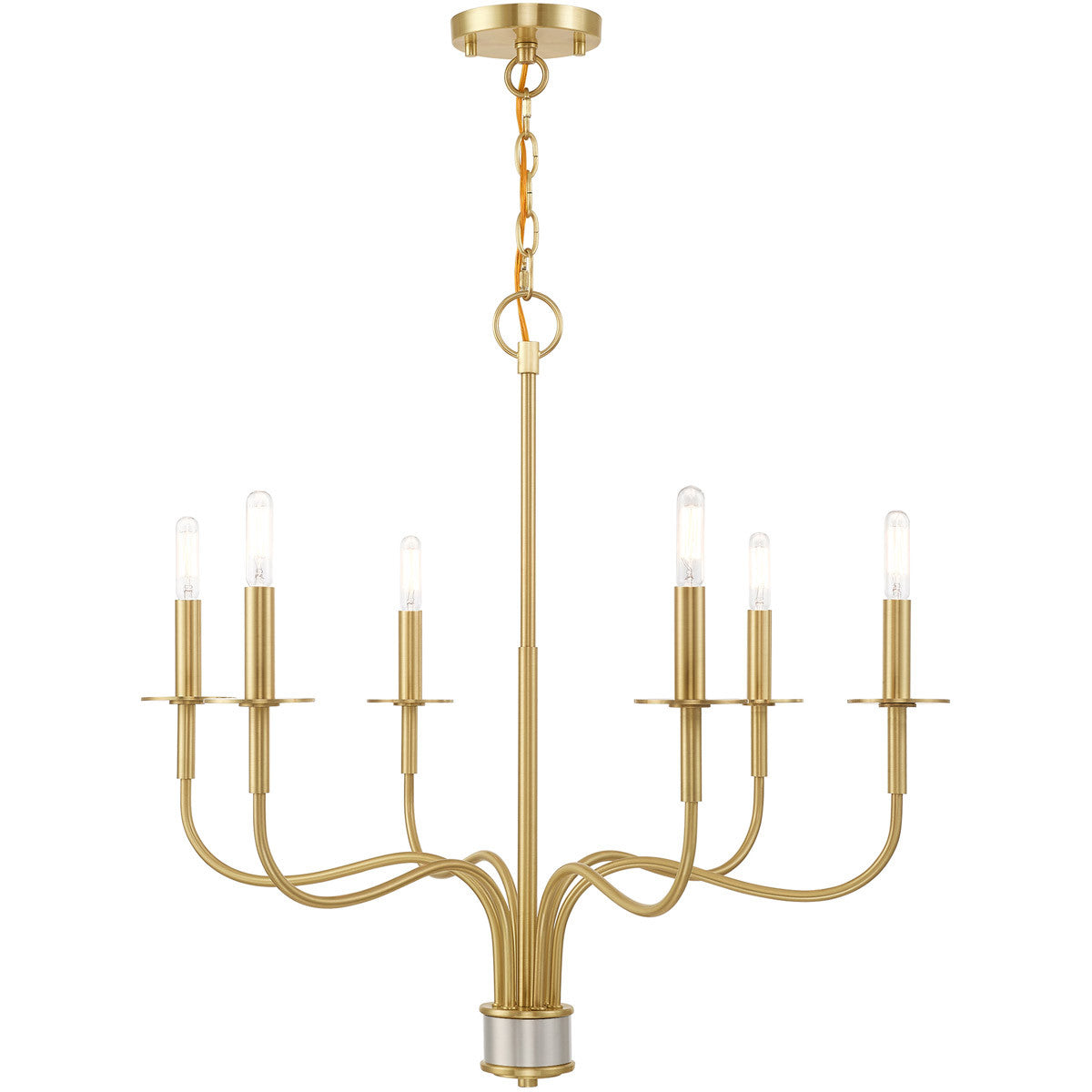 Livex Lighting Lisbon Collection 6 Lt Satin Brass Chandelier in Satin Brass 51326-12