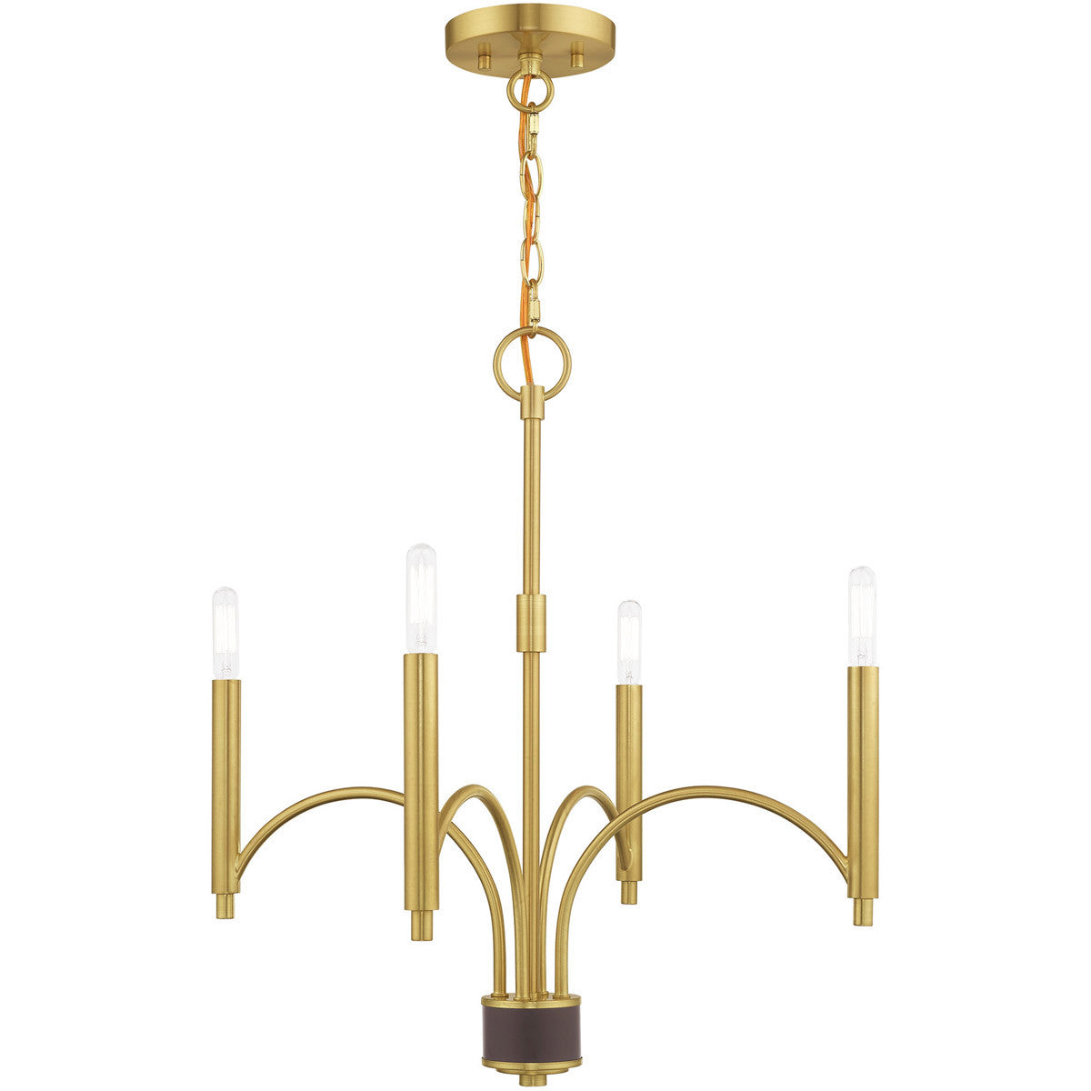 Livex Lighting Wisteria Collection 4 Lt Satin Brass Mini Chandelier in Satin Brass 51334-12