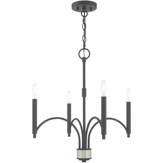 Livex Lighting Wisteria Collection 4 Lt Scandinavian Gray Mini Chandelier in Scandinavian Gray 51334-76