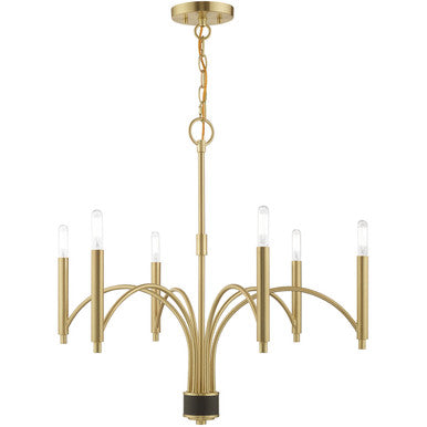 Livex Lighting Wisteria Collection 6 Lt Satin Brass Chandelier in Satin Brass 51336-12