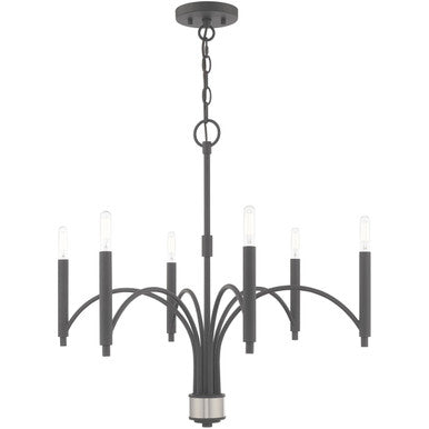 Livex Lighting Wisteria Collection 6 Lt Scandinavian Gray Chandelier in Scandinavian Gray 51336-76