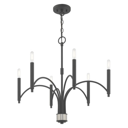 Livex Lighting Wisteria Collection 6 Lt Scandinavian Gray Chandelier in Scandinavian Gray 51336-76