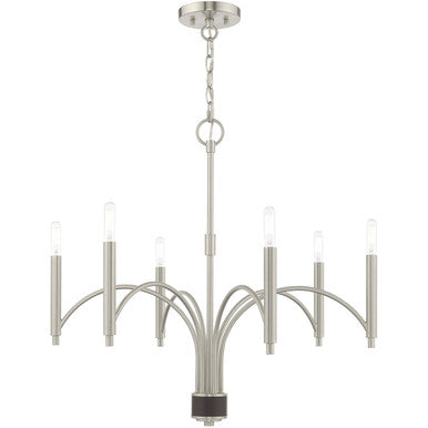 Livex Lighting Wisteria Collection 6 Lt Brushed Nickel Chandelier in Brushed Nickel 51336-91