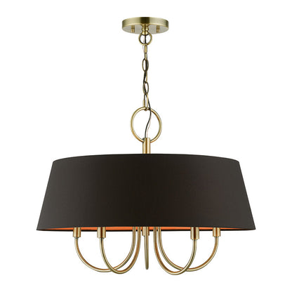 Livex Lighting Palma Collection  5 Light Antique Brass Pendant Chandelier in Antique Brass 51355-01