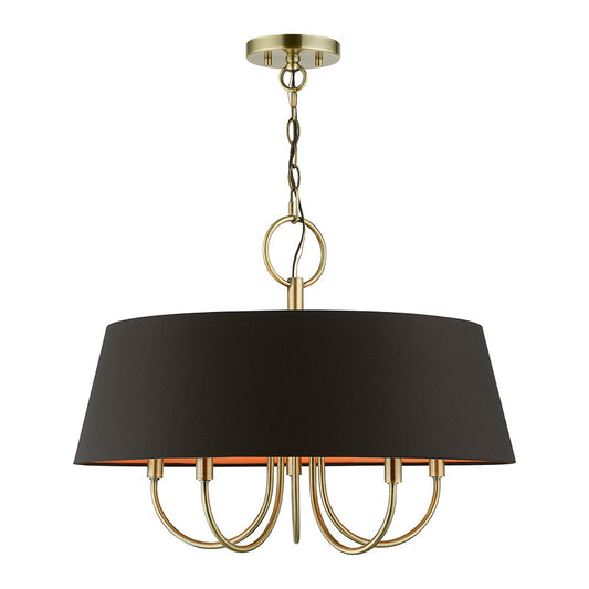 Livex Lighting Palma Collection  5 Light Antique Brass Pendant Chandelier in Antique Brass 51355-01