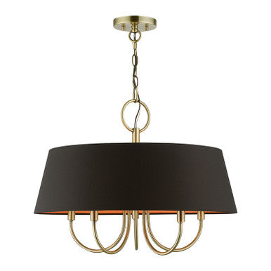 Livex Lighting Palma Collection  5 Light Antique Brass Pendant Chandelier in Antique Brass 51355-01