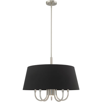 Livex Lighting Belclaire Collection 6 Lt Brushed Nickel Pendant Chandelier in Brushed Nickel 51356-91