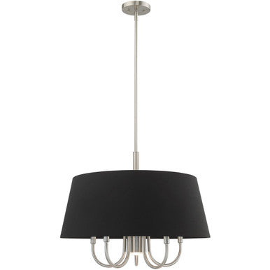 Livex Lighting Belclaire Collection 6 Lt Brushed Nickel Pendant Chandelier in Brushed Nickel 51356-91