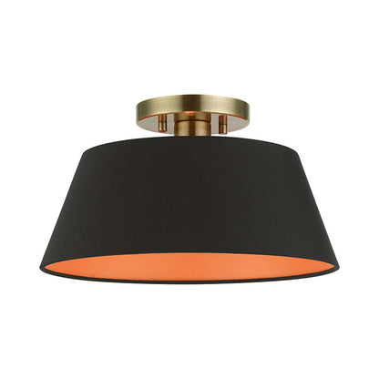 Livex Lighting Palma Collection  1 Light Antique Brass Semi-Flush Mount in Antique Brass 51357-01