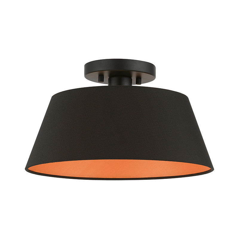 Livex Lighting Palma Collection  1 Light Black Semi-Flush Mount in Black 51357-04