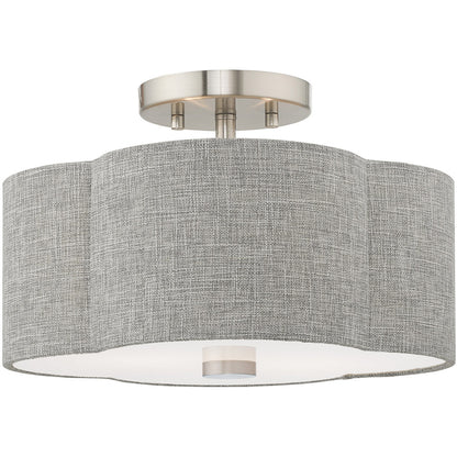 Livex Lighting Kalmar Collection 2 Lt Brushed Nickel Ceiling Mount in Brushed Nickel 51362-91