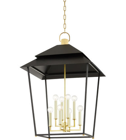 Hudson Valley Lighting Natick 8 Light Lantern in Aged Brass 5138-AGB/SBK