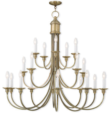 Livex Lighting Cranford Collection 20 Light Antique Brass Foyer Chandelier in Antique Brass 5140-01