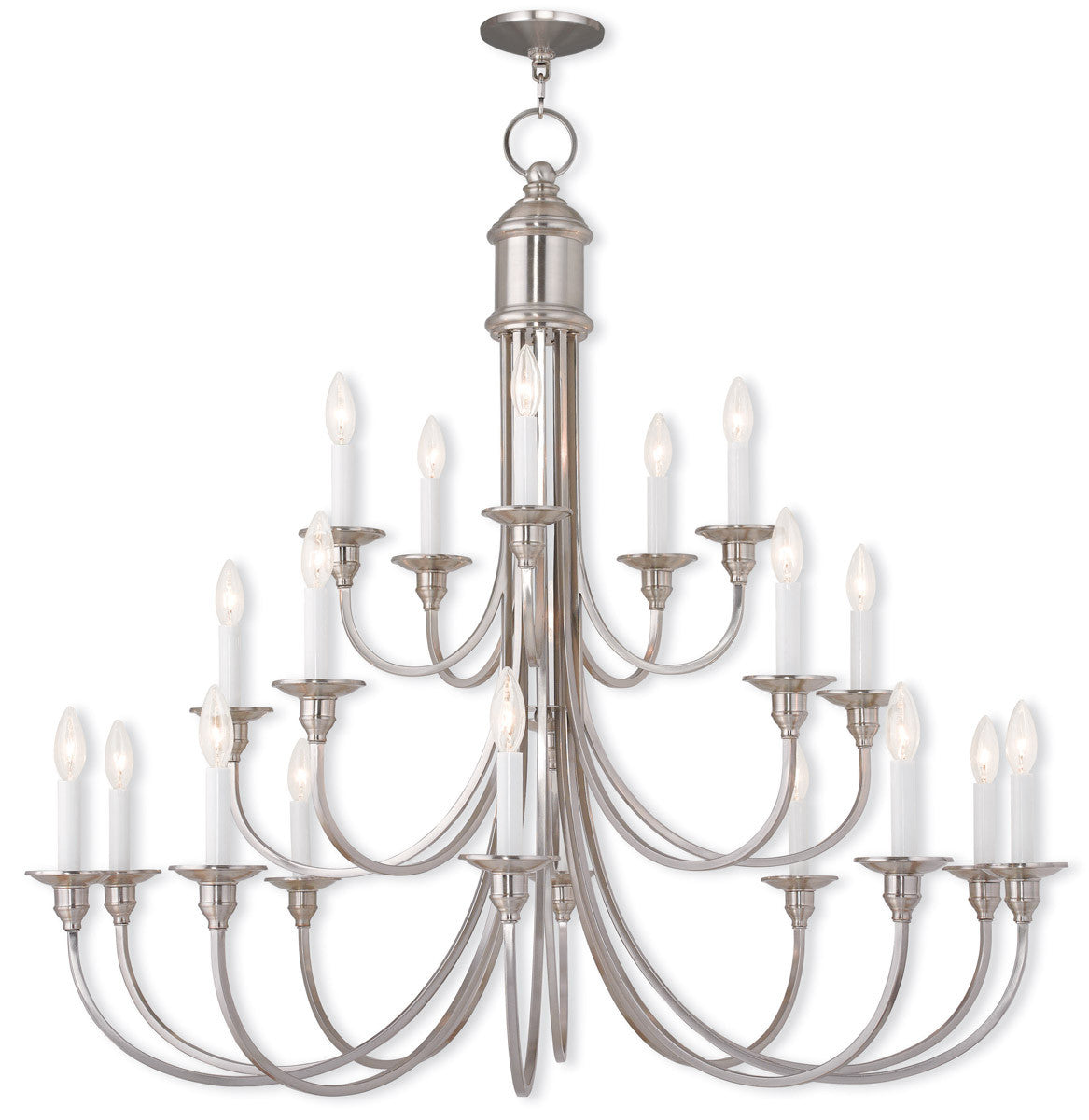 Livex Lighting Cranford Collection 20 Light Brushed Nickel Foyer Chandelier in Brushed Nickel 5140-91