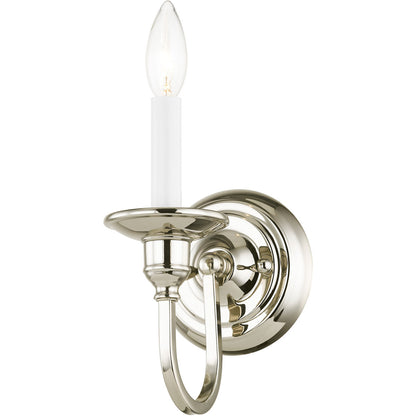 Livex Lighting Cranford Collection 1 Light Polished Nickel Wall Sconce in Polished Nickel 5141-35