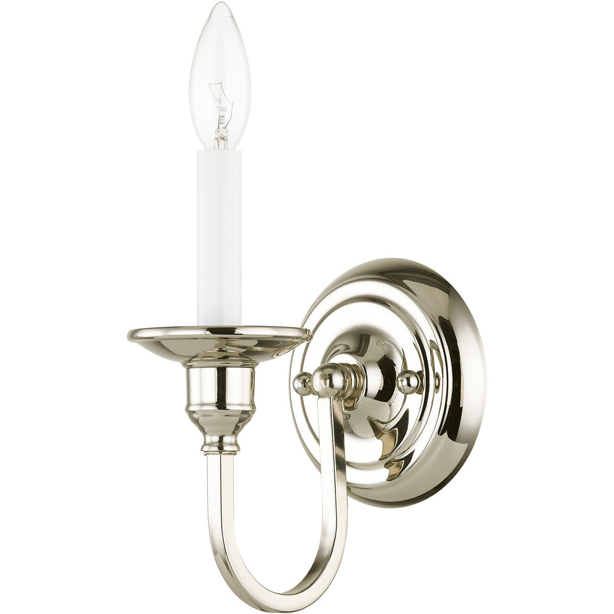 Livex Lighting Cranford Collection 1 Light Polished Nickel Wall Sconce in Polished Nickel 5141-35