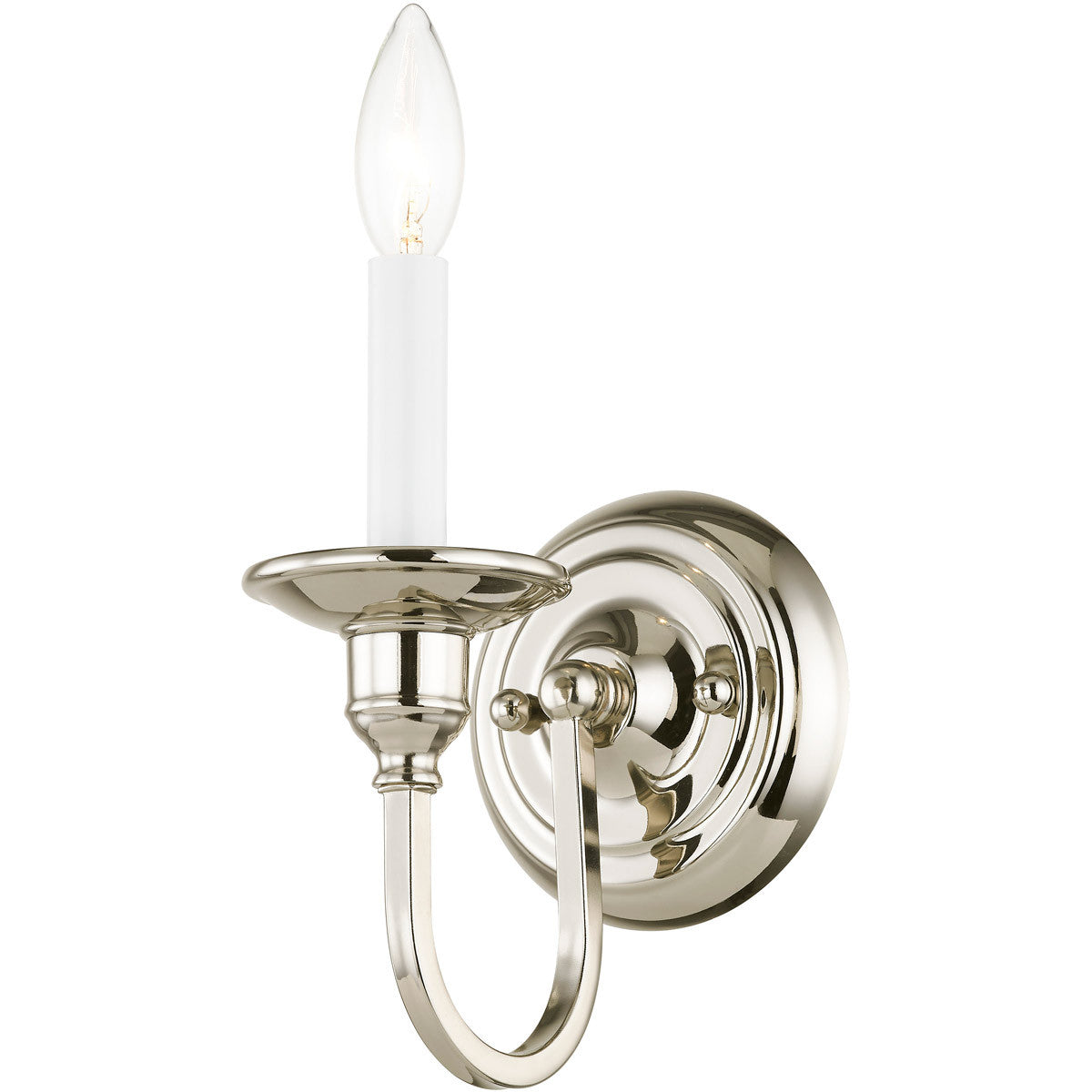 Livex Lighting Cranford Collection 1 Light Polished Nickel Wall Sconce in Polished Nickel 5141-35