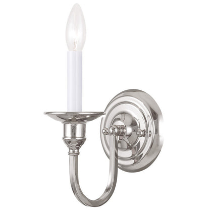 Livex Lighting Cranford Collection 1 Light Polished Nickel Wall Sconce in Polished Nickel 5141-35