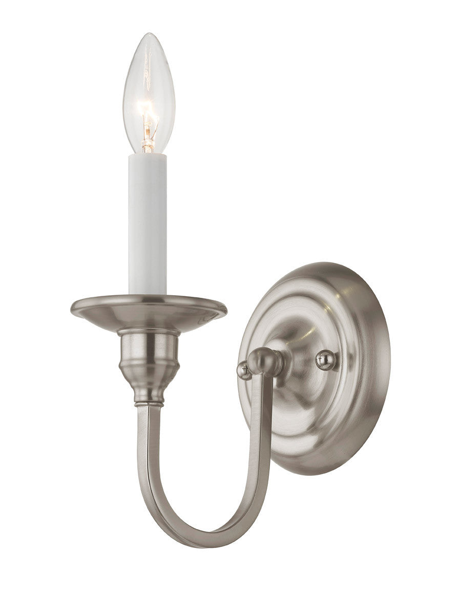 Livex Lighting Cranford Collection 1 Light Brushed Nickel Wall Sconce in Brushed Nickel 5141-91