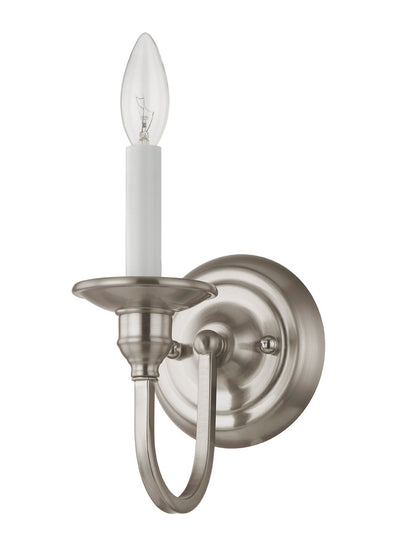 Livex Lighting Cranford Collection 1 Light Brushed Nickel Wall Sconce in Brushed Nickel 5141-91