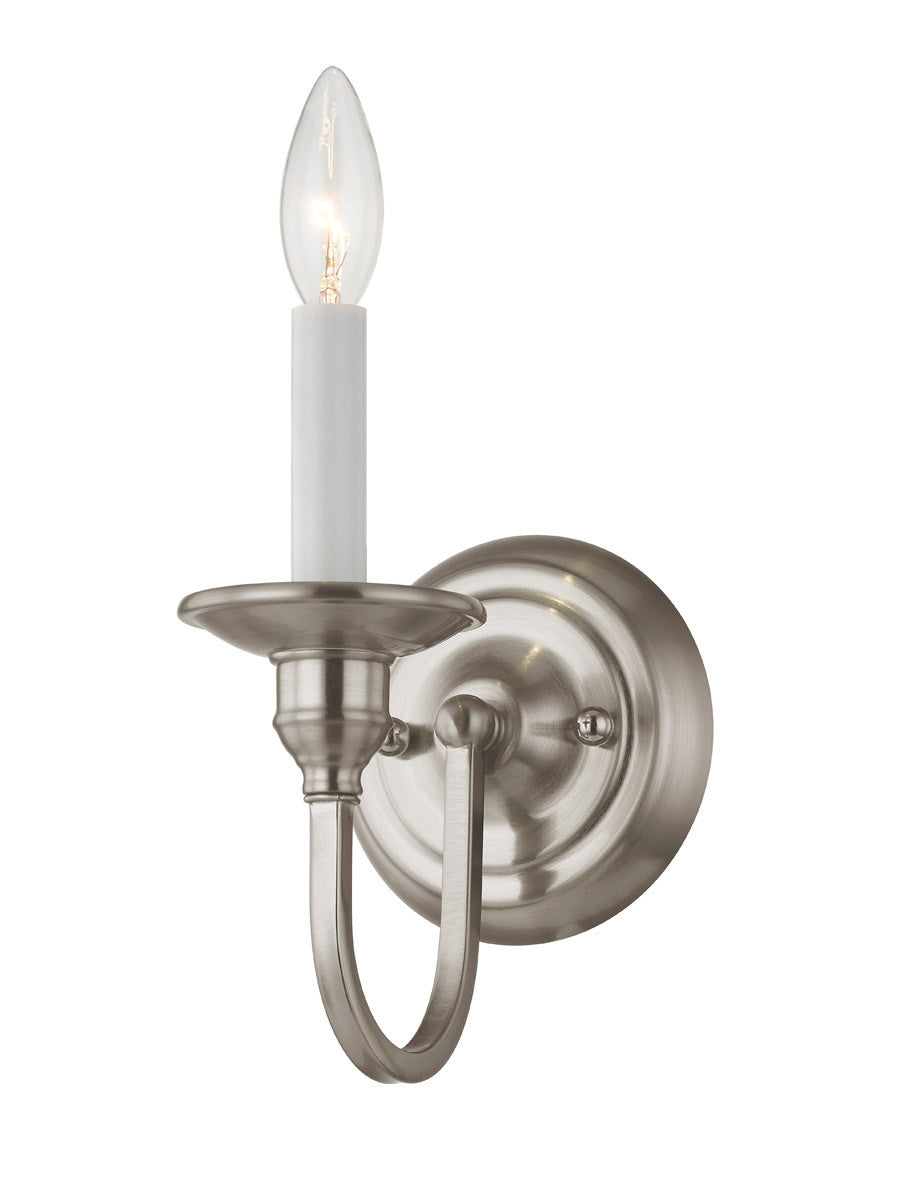 Livex Lighting Cranford Collection 1 Light Brushed Nickel Wall Sconce in Brushed Nickel 5141-91