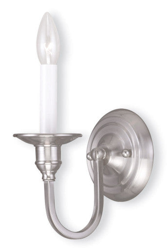 Livex Lighting Cranford Collection 1 Light Brushed Nickel Wall Sconce in Brushed Nickel 5141-91