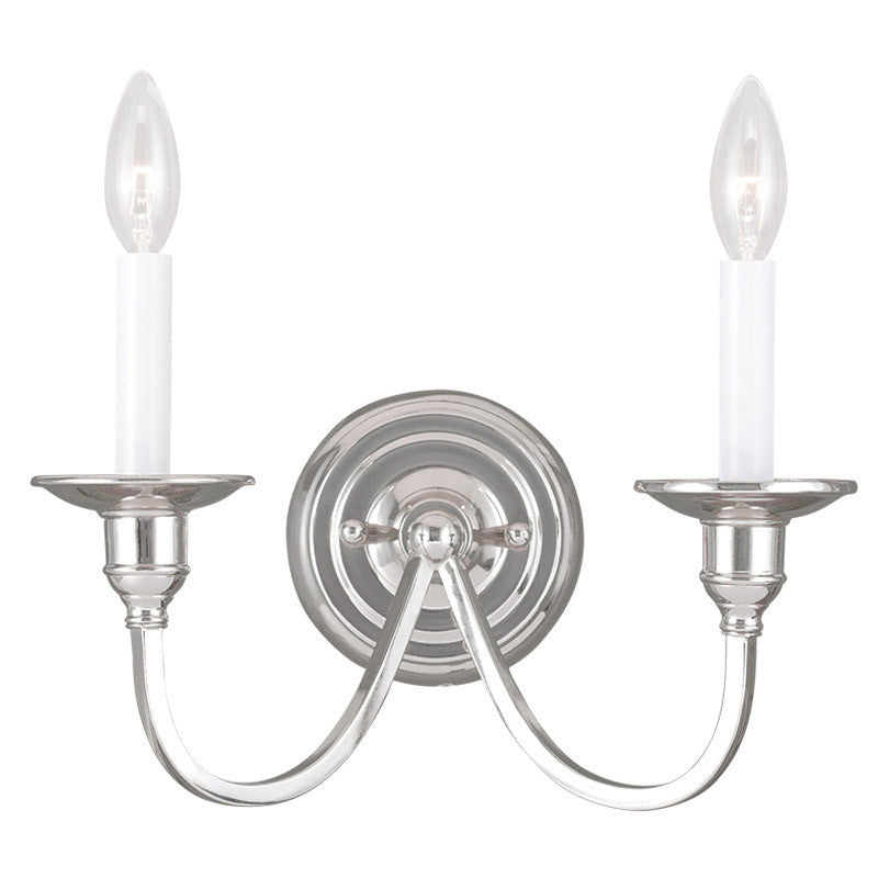 Livex Lighting Cranford Collection 2 Light Polished Nickel Wall Sconce in Polished Nickel 5142-35