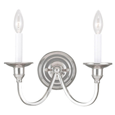 Livex Lighting Cranford Collection 2 Light Polished Nickel Wall Sconce in Polished Nickel 5142-35