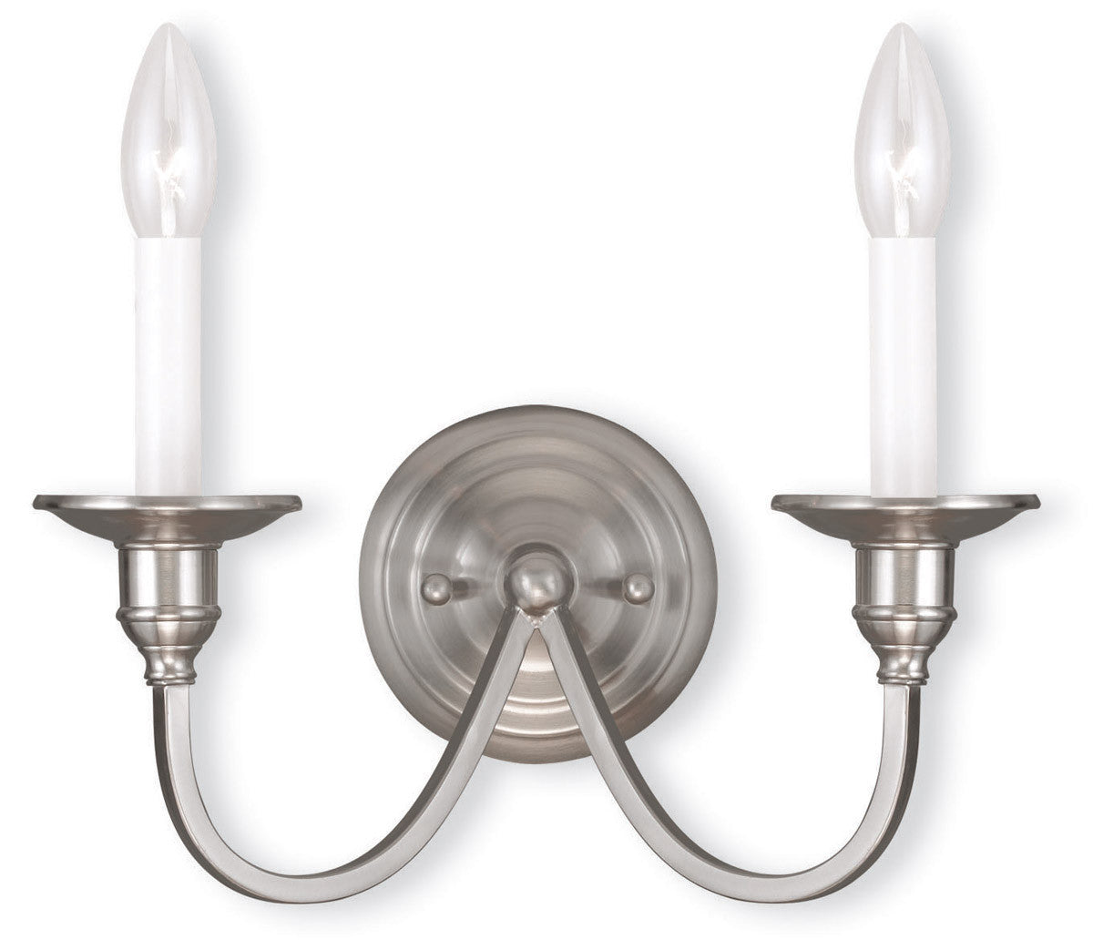 Livex Lighting Cranford Collection 2 Light Brushed Nickel Wall Sconce in Brushed Nickel 5142-91