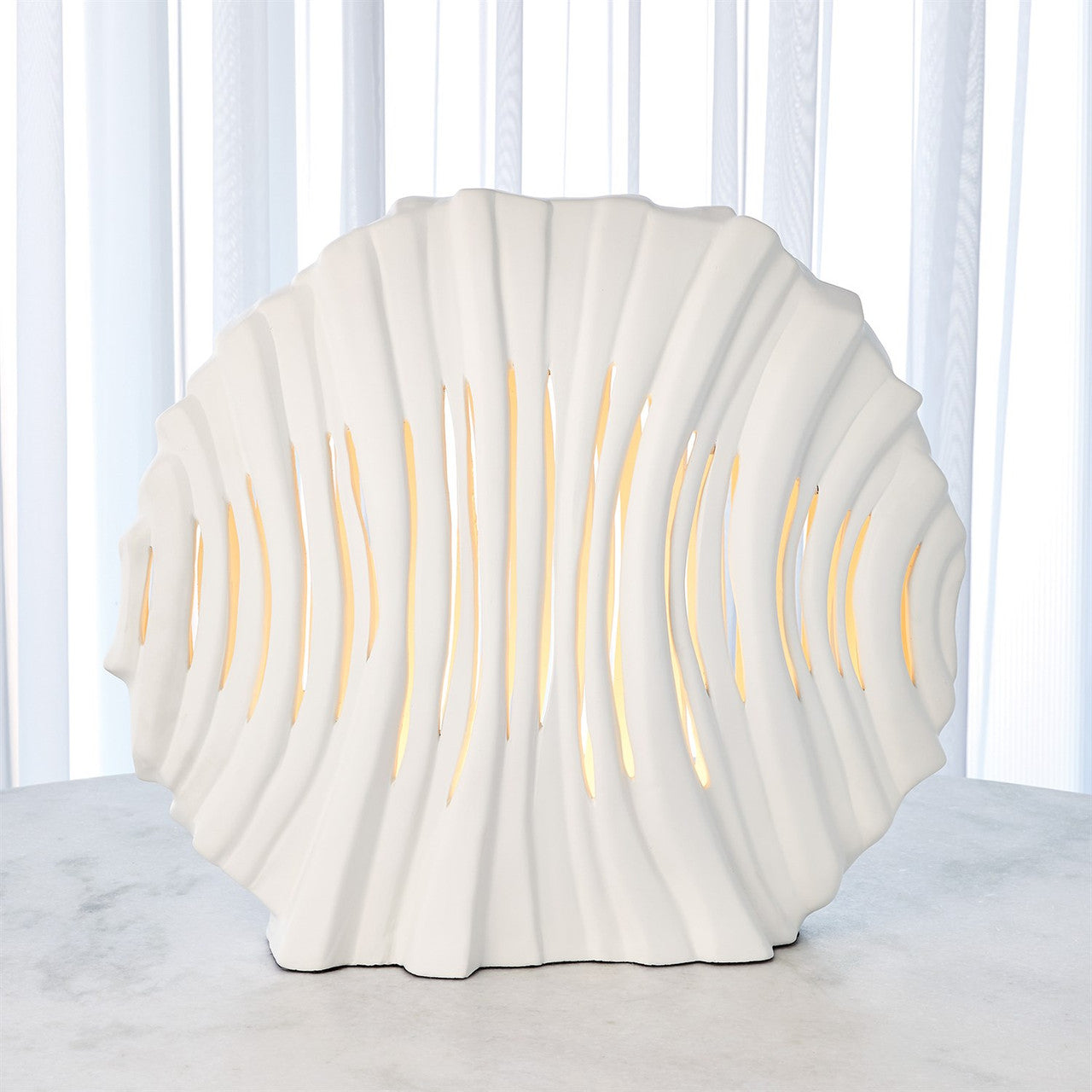 Global Views Striated Lamp in Matte White 3.31584