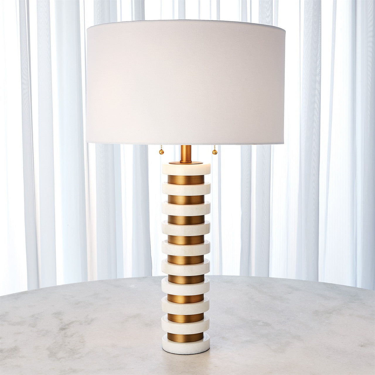 Global Views Marble Stack Lamp in White 8.82882