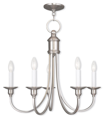 Livex Lighting Cranford Collection 5 Light Brushed Nickel Chandelier in Brushed Nickel 5145-91