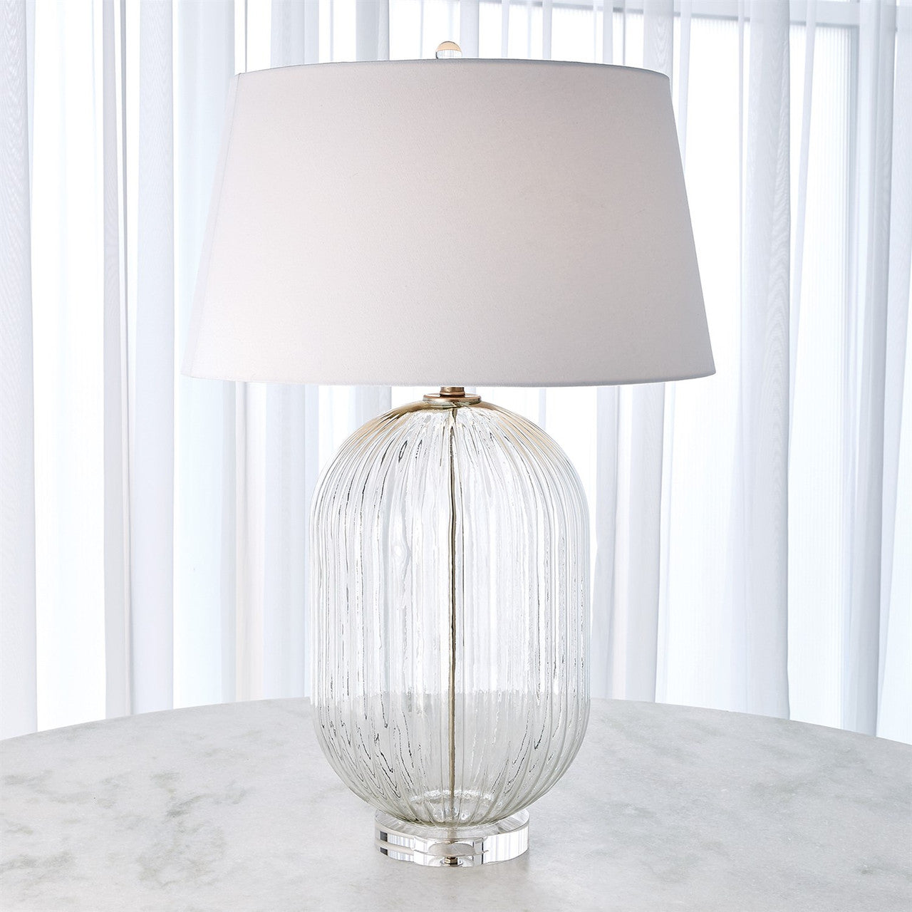 Global Views Clear Glass Ribbed Barrel Lamp 8.82885