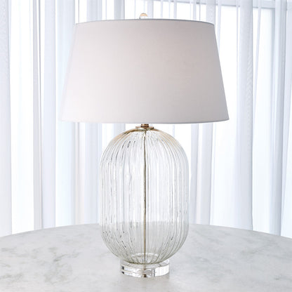 Global Views Clear Glass Ribbed Barrel Lamp 8.82885