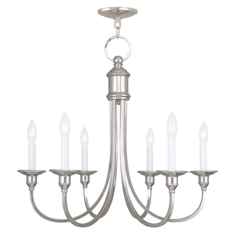 Livex Lighting Cranford Collection 6 Light Polished Nickel Chandelier in Polished Nickel 5146-35