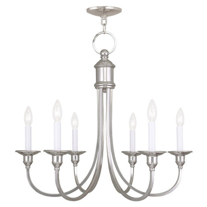 Livex Lighting Cranford Collection 6 Light Polished Nickel Chandelier in Polished Nickel 5146-35