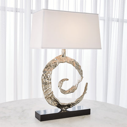 Global Views Swirl Lamp in Nickel with Black Granite 9.93556