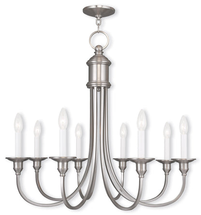 Livex Lighting Cranford Collection 8 Light Brushed Nickel Chandelier in Brushed Nickel 5148-91