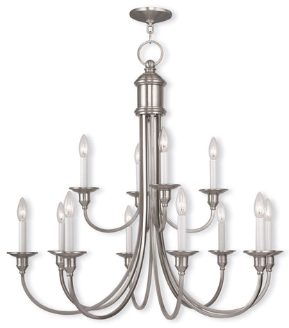 Livex Lighting Cranford Collection 12 Light Brushed Nickel Chandelier in Brushed Nickel 5149-91