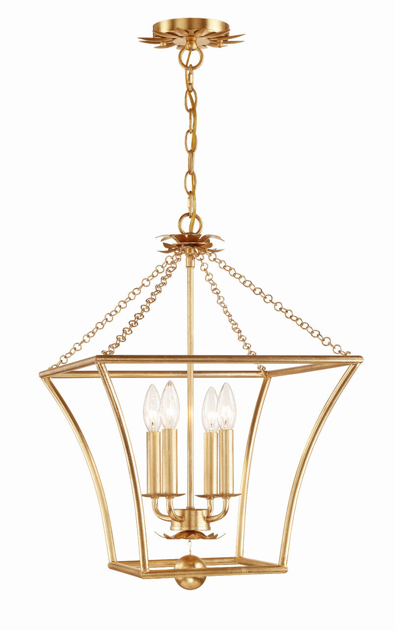 Crystorama Broche 4 Light Antique Gold Lantern 516-GA