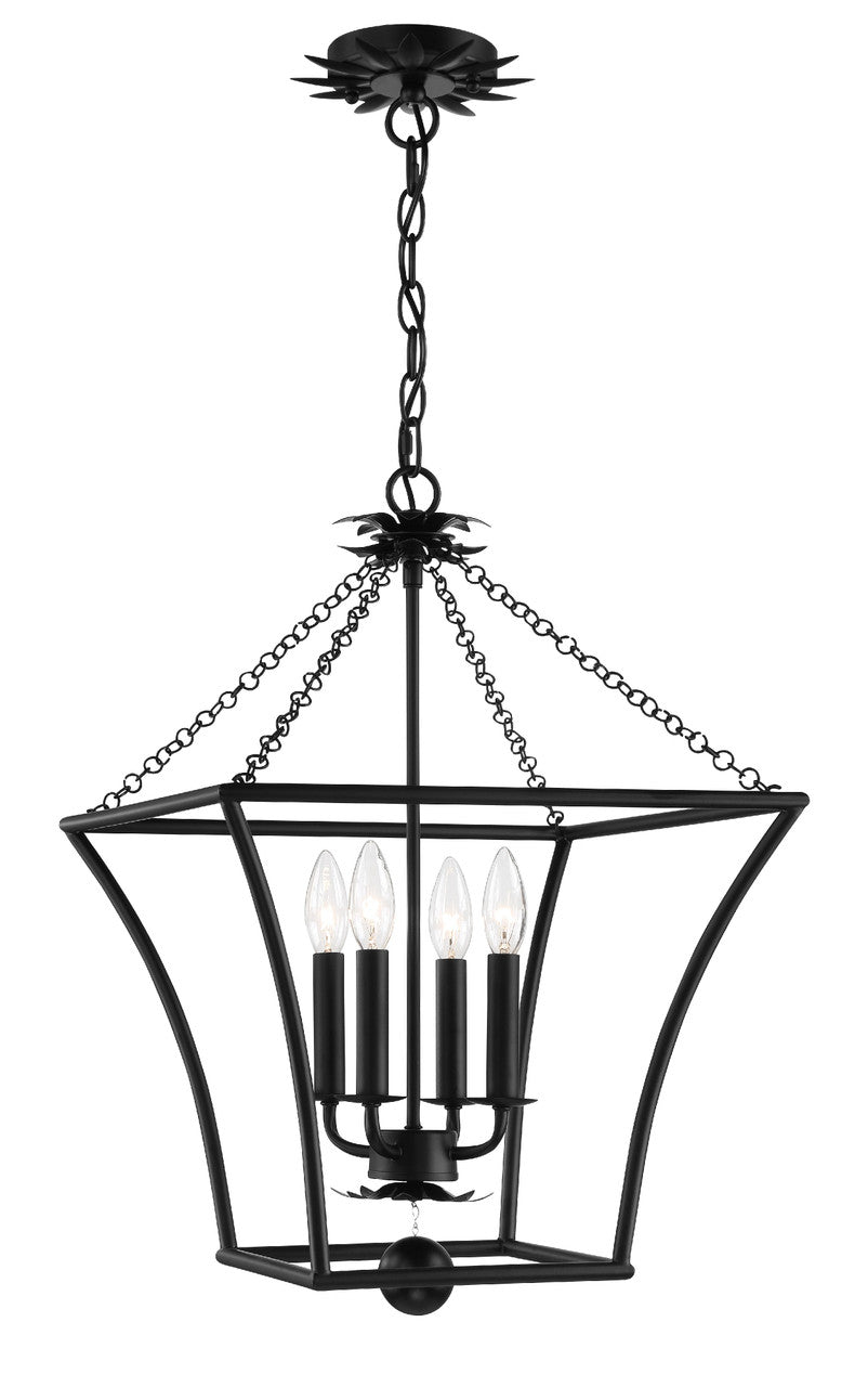 Crystorama Broche 4 Light Matte Black Lantern 516-MK