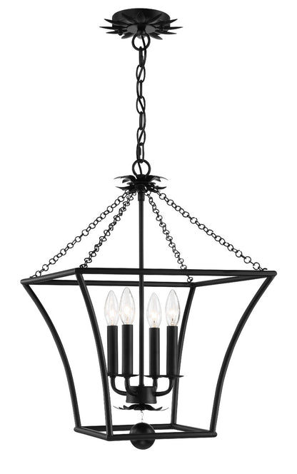 Crystorama Broche 4 Light Matte Black Lantern 516-MK