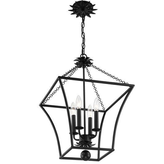 Crystorama Broche 4 Light Matte Black Lantern 516-MK