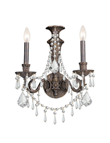 Crystorama Vanderbilt 2 Light Hand Cut Crystal English Bronze Wall Mount 5162-EB-CL-MWP