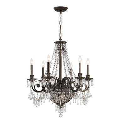 Crystorama Vanderbilt 6 Light Hand Cut Crystal English Bronze Chandelier 5166-EB-CL-MWP